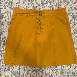Forever 21 Yellow Lace up Skirt
